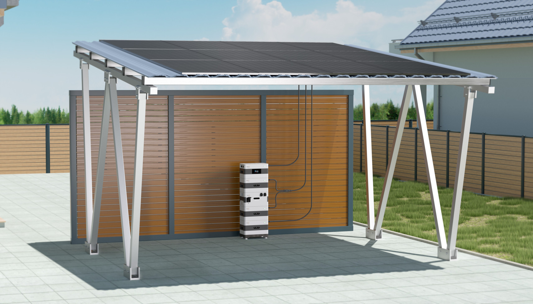 SunLit Twin Solar Carport — 5,16 kWp / 8,6 kWh Speicher