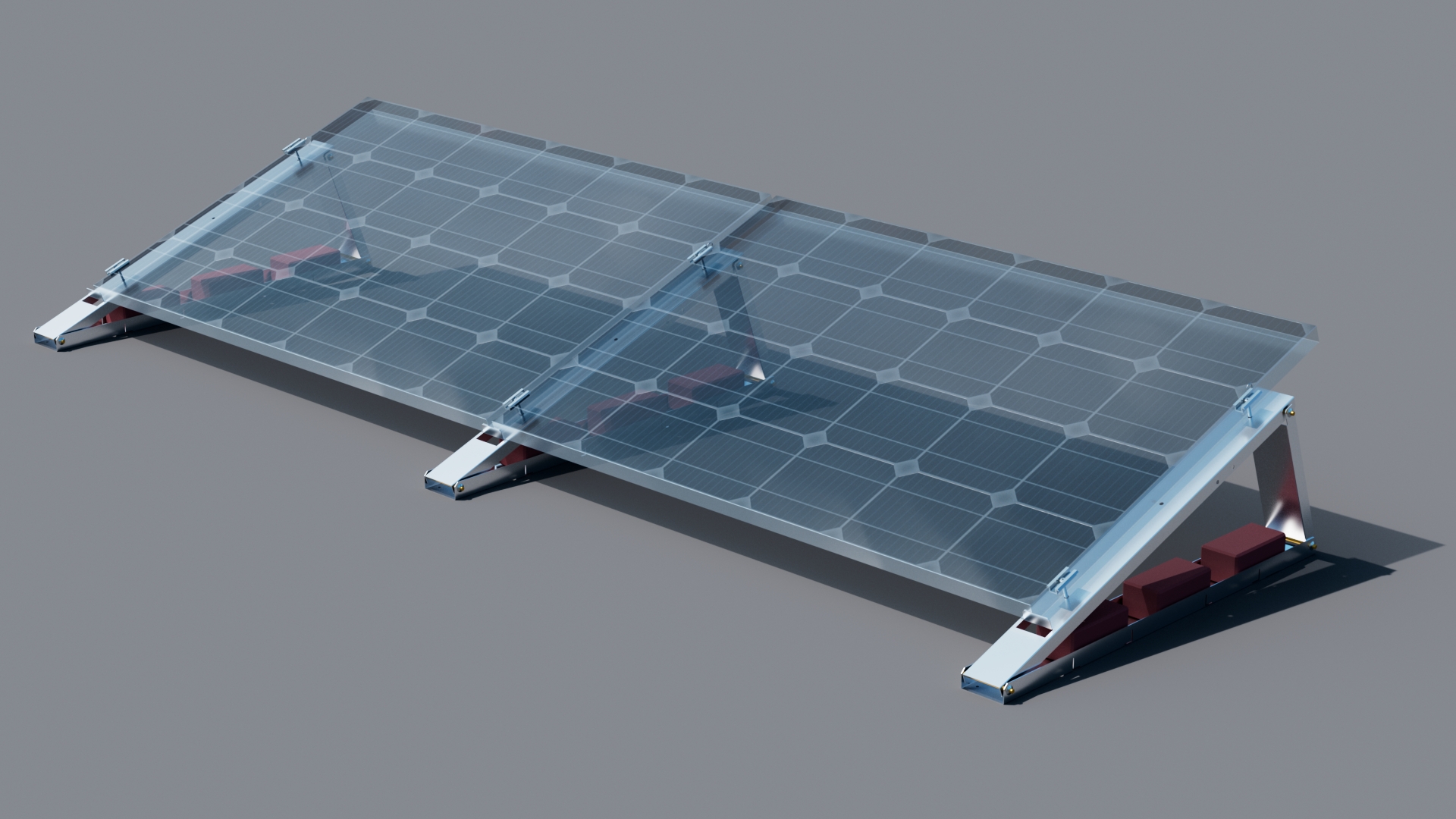 Balkonkraftwerk-Aufständerung 35° — Flachdach  für 2 x PV-Module (nebeneinander) RH 30 mm und 35 mm